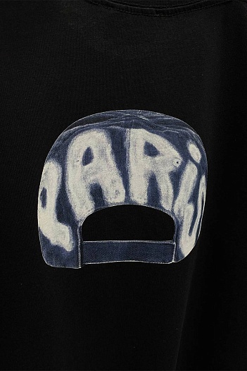 Чёрная оверсайз футболка Balenciaga BB cap logo print   