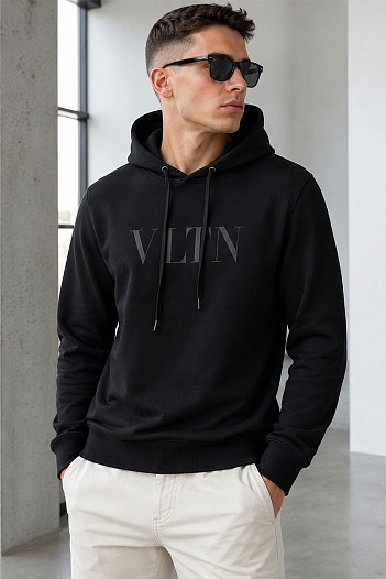 Мужское чёрное худи Valentino "VLTN"   