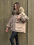 Женский бежевый пуховик с натуральным мехом Max Mara