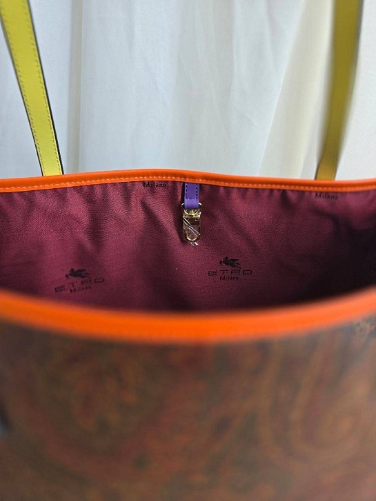 Кожаная сумка Etro с узором пейсли 37x28 см