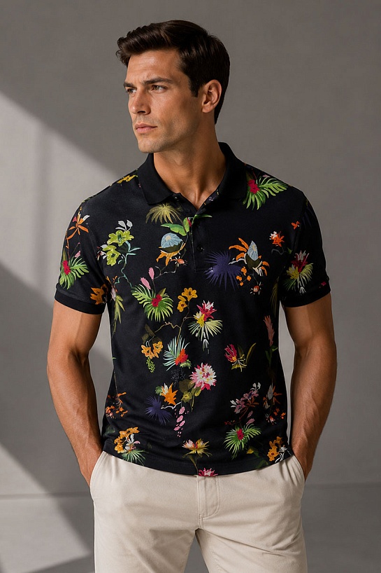 Мужское поло Etro "Floral" - Multicolor
