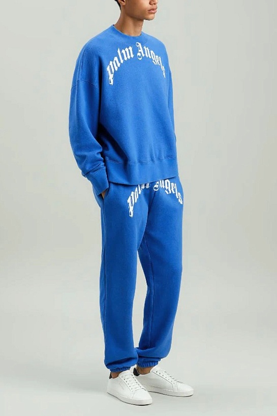 Мужские синие штаны Palm Angels Curved Logo