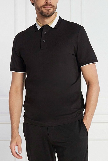 Мужское чёрное поло Hugo Boss logo-embossed   