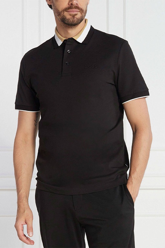Мужское чёрное поло Hugo Boss logo-embossed