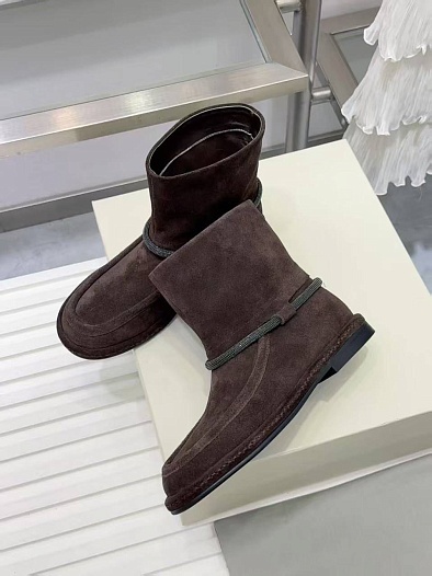 Женские замшевые сапоги Brunello Cucinelli premium - Brown   