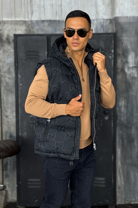 Мужской чёрный жилет Gucci GG Monogram