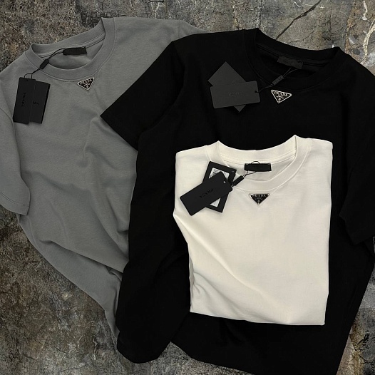 Мужская футболка Prada logo-plaque - White   