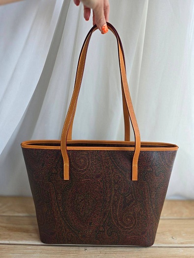 Кожаная сумка Etro с узором пейсли 29x26 см   