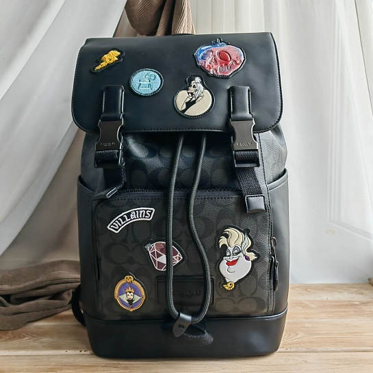 Кожаный рюкзак Disney X Coach Track With Patches 41x28 см