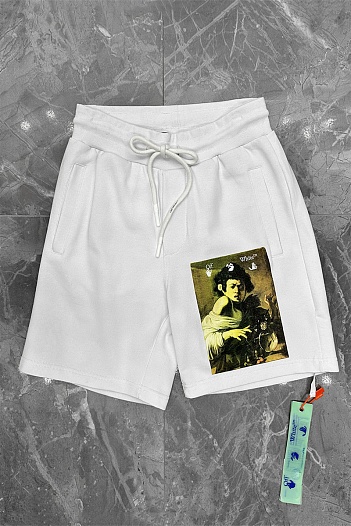 Мужские белые шорты Off-White "Boy bitten by a lizard"   