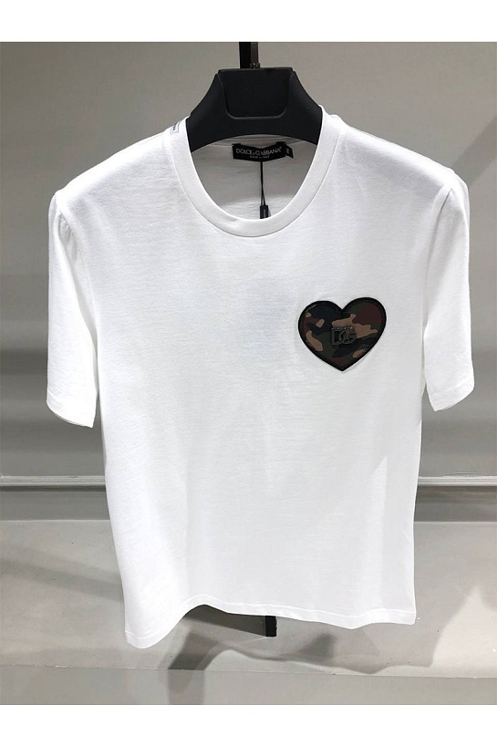 Белая мужская футболка Dolce&Gabbana camouflage heart