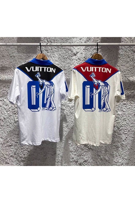 Мужское поло Louis Vuitton Launch The Equipe - White / Red / Blue