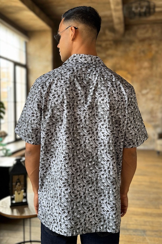 Мужская серая рубашка Dolce & Gabbana graphic-print