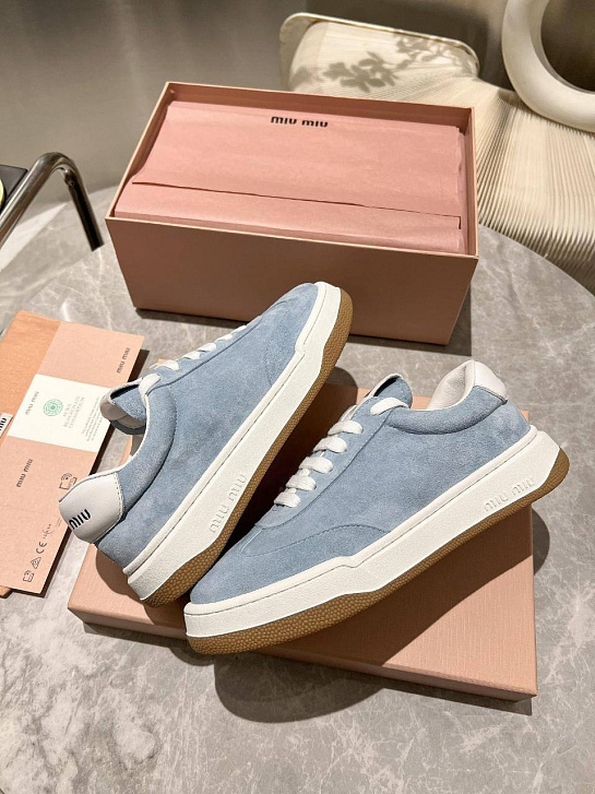 Женские замшевые кроссовки MIU MIU Premium - Blue