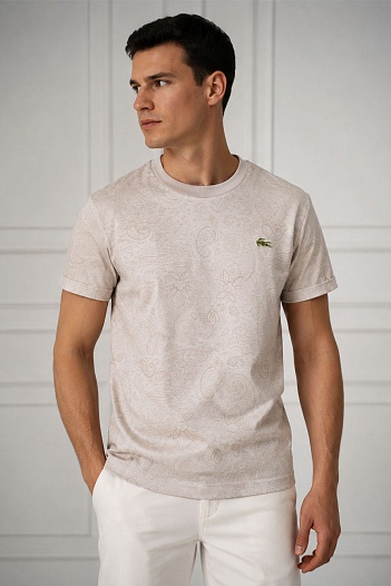 Бежевая мужская футболка Etro embroidered-logo   
