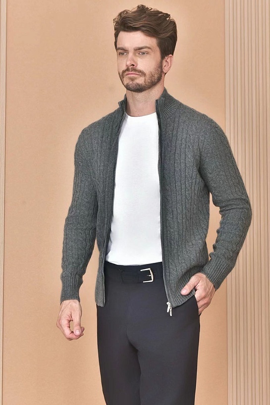 Кашемировый свитер Loro Piana Premium zip-up - Dark Grey