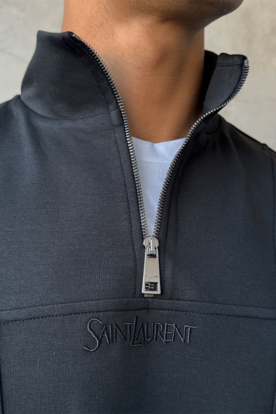 Чёрная кофта Saint Laurent logo-embroidered