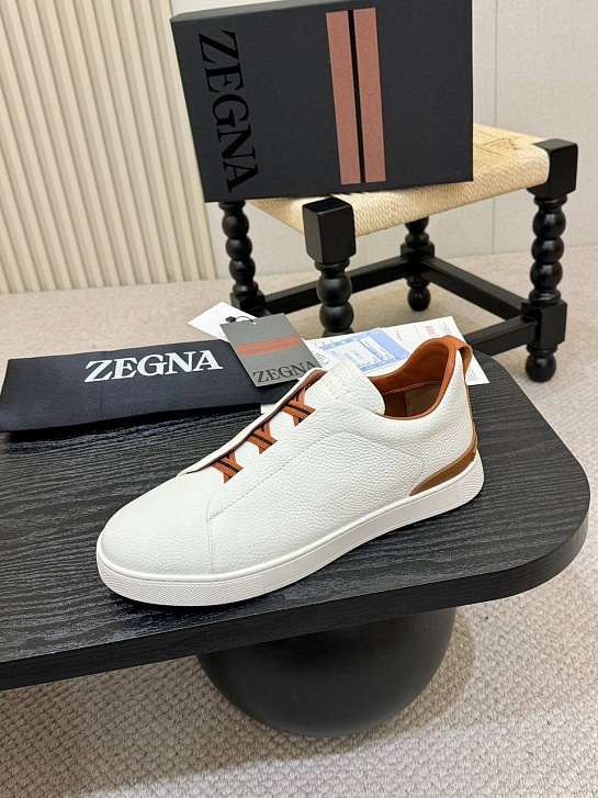 Кожаные кроссовки Ermenegildo Zegna Triple Stitch - White