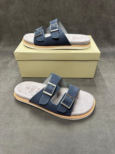 Замшевые шлёпанцы Brunello Cucinelli Urban - Blue   