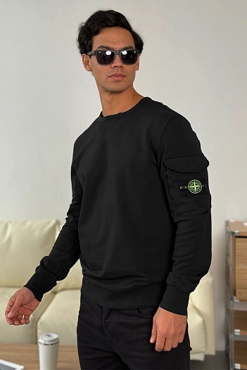 Чёрный свитшот Stone Island compass-patch crewneck   