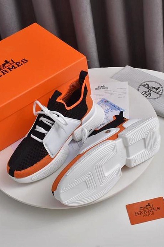 Мужские текстильные кроссовки Hermes Expert - Black / Orange