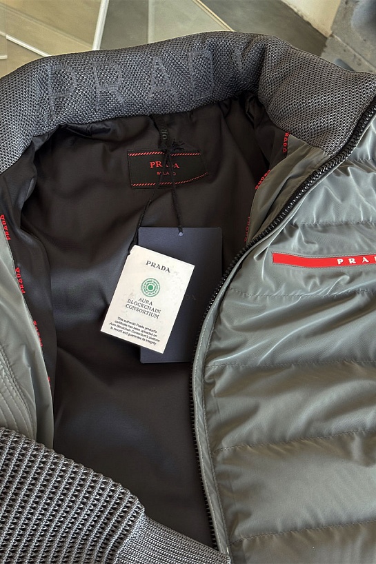 Куртка с вязаными рукавами Prada Linea Rossa - Brown