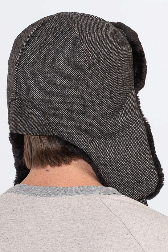 Шапка-ушанка серого цвета Armani Jeans