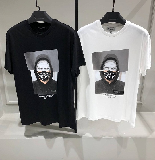 Чёрная оверсайз футболка Neil Barrett Marble Vigilante