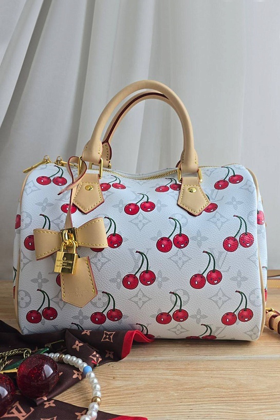 Кожаная сумка Louis Vuitton x Takashi Murakami Cherry Speedy 30x22 см
