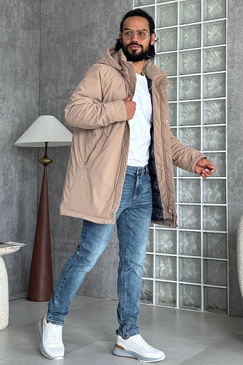 Мужская парка бежевого цвета Loro Piana   