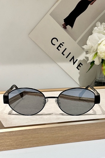 Солнцезащитные очки Celine Triomphe Metal с зеркальными линзами   