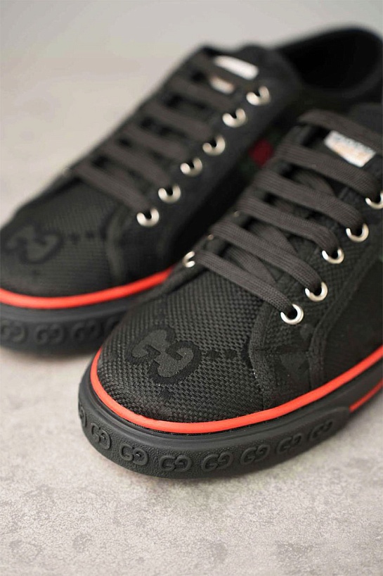 Мужские чёрные кроссовки Gucci GG Monogram