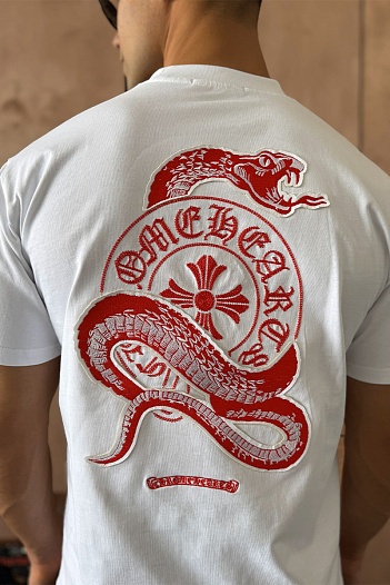 Белая оверсайз футболка Chrome Hearts   