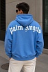 Голубое оверсайз худи Palm Angels Classic logo-print
