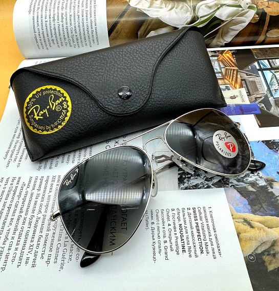 Солнцезащитные очки Ray-Ban Aviator Large Metal - Black / Silver