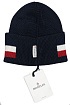 Мужская брендовая шапка Moncler тёмно-синего цвета