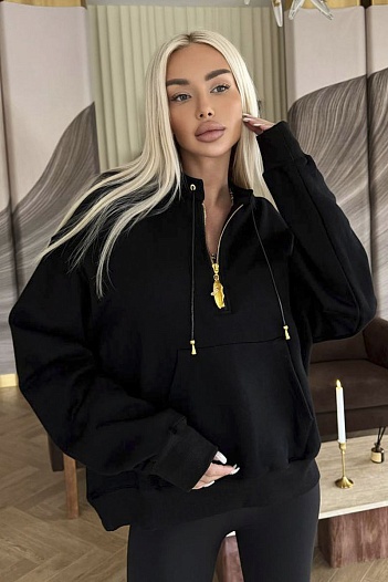 Женский свитшот Schiaparelli Premium zip neck - Black   