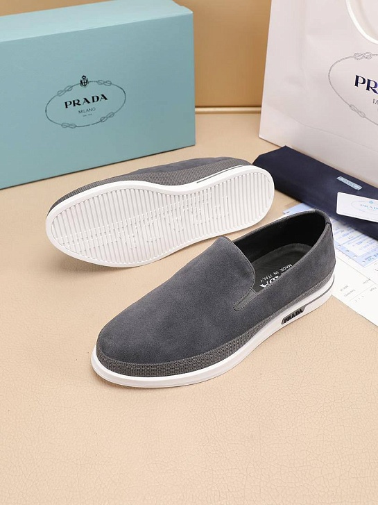 Мужские замшевые слипоны Prada Saint Tropez - Grey