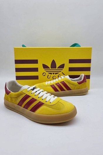Женские кроссовки Gucci x Adidas Gazelle Collaboration - Yellow   