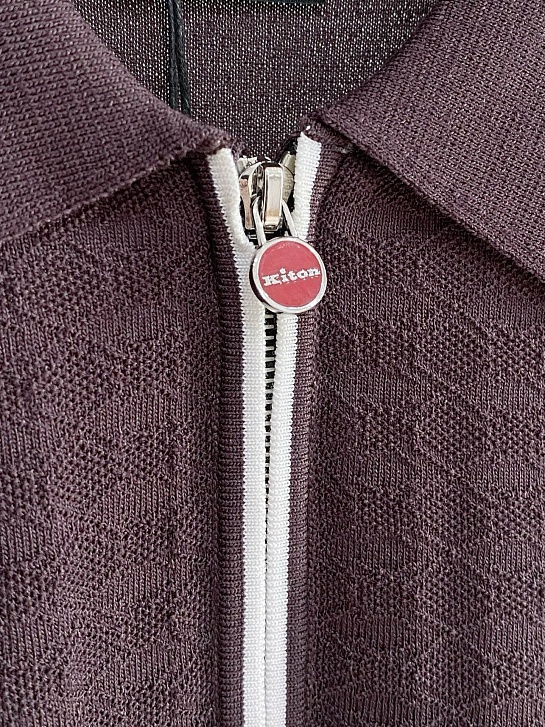 Вязаное поло коричневого цвета Kiton premium