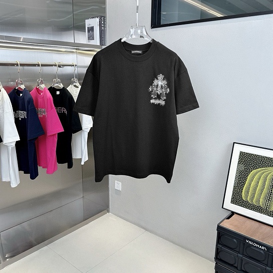 Чёрная оверсайз футболка Chrome Hearts Premium