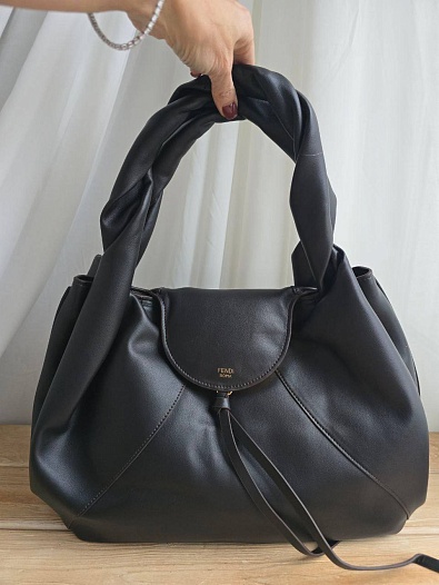 Кожаная сумка Fendi Spy - Black 38x29 см   