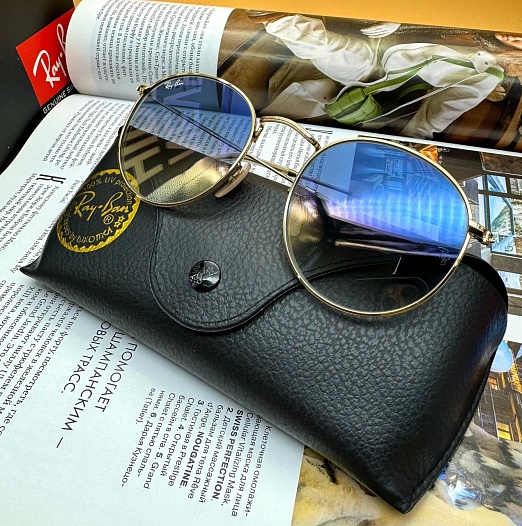 Солнцезащитные очки Ray-Ban Round Metal - Blue / Gold   