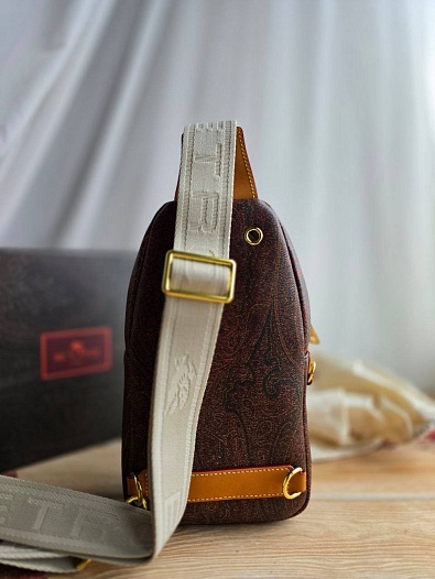 Кожаная сумка Etro Sling с узором пейсли 28x18 см   