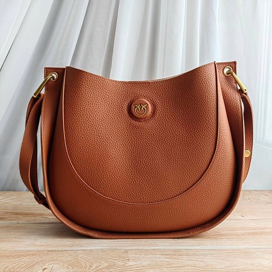 Кожаная сумка через плечо 32x26 см - Brown