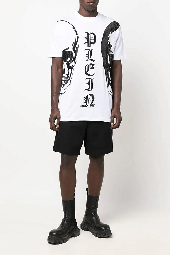 Белая оверсайз футболка со стразами Philipp Plein The Skull