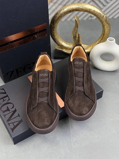 Замшевые кроссовки Zegna Triple Stitch   