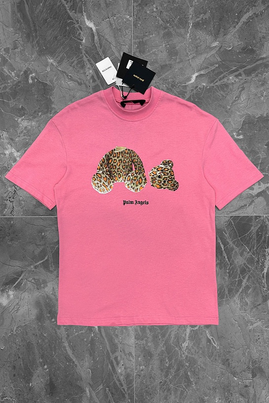 Розовая оверсайз футболка Palm Angels Leopard Bear