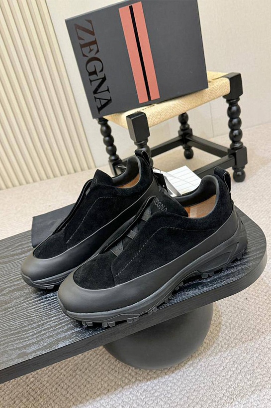 Замшевые кроссовки Zegna Triple Stitch Monte - Black