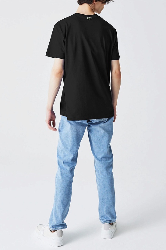 Мужская чёрная футболка Lacoste logo-print